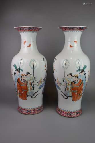 Qing Dynasty-A pair of Guangxu Fencai Tianguan's Blessing Gu...