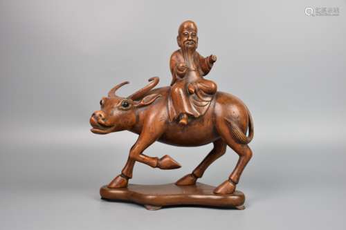 Qing Dynasty--Boxwood Carving Lao Zi Riding a Bull