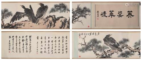 A CHINESE SCROLL PAINTING OF BIRDS AND FLOWERS, PAN TIANSHOU...