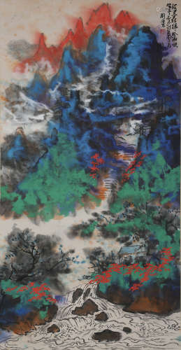 A CHINESE SCROLL PAINTING OF MOUNTAINS AND RIVERS  LIU HAI S...