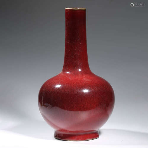 A CHINESE PORCELAIN COWPEA-RED-GLAZED VASE