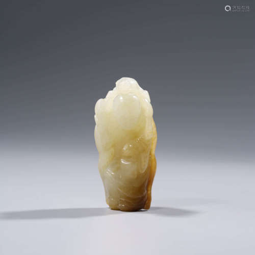 A CHINESE WHITE JADE DEER AND OBEDIENT SON ORNAMENT