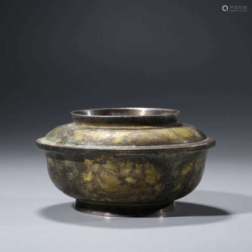A CHINESE SILVER BOWL AND COVER