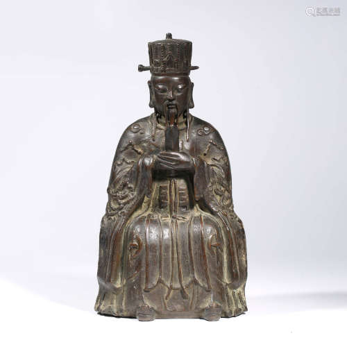 A SET OF CHINESE GILT-BRONZE OFFICIAL STATUES