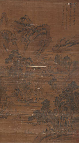 A CHINESE SCROLL PAINTING OF MOUNTAINS AND RIVERS  ,WU LI MA...