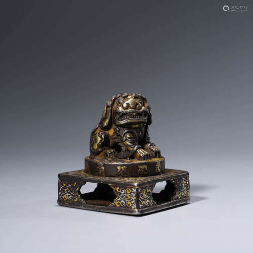 A CHINESE STEEL LION SEAL