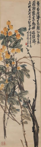 A CHINESE SCROLL PAINTING OF FLOWERS, WU CHANG SHUO MARK