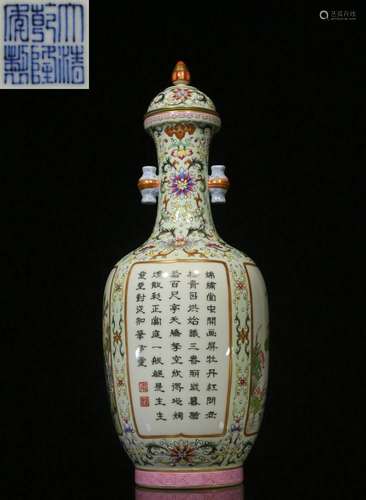 Overseas Backflow.Chinese Famille Rose Vase