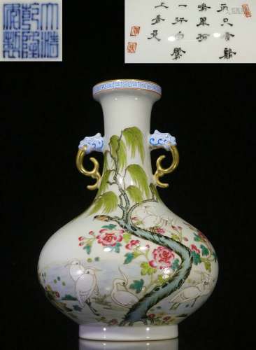 Overseas Backflow.Chinese Famille Rose Vase