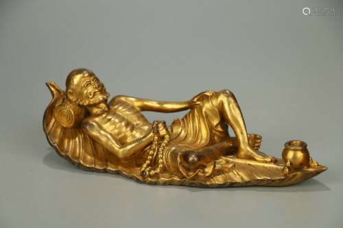 Copper Gilt Statue of Sleeping Arhat