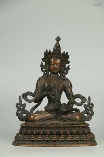 Old Collection.  Copper Bodied Statue of Tara Bodhisattva