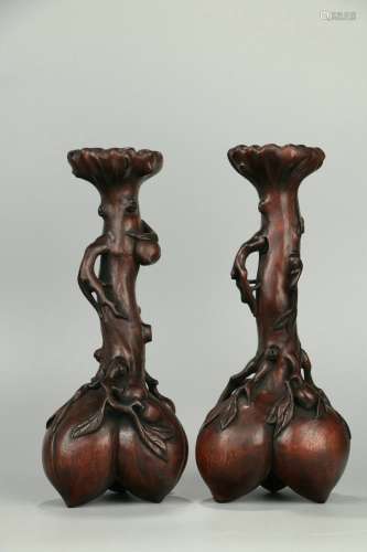 A Pair of Old Eaglewood Flower Receptacles