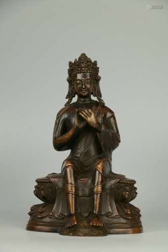 Old Collection.  Copper Bodied  Statue of Tibetan Buddha