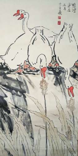 Gooses  by Xu Beihong