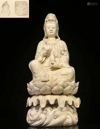 Overseas Backflow.Chinese Dehau White Porcelain Statue of Av...