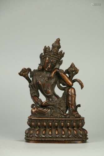 Copper Bodied Statue of Meditating Avalokitesvara