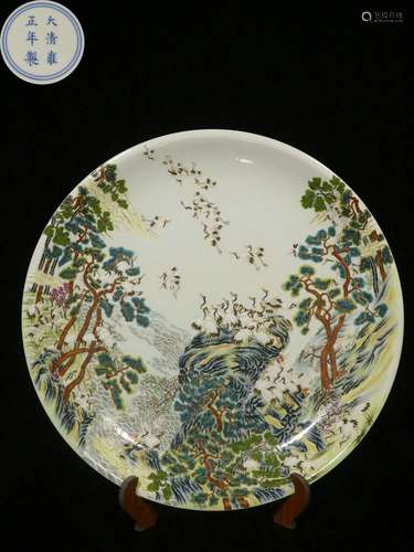 Overseas Backflow .Chinese Famille Rose Big Plate