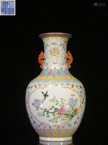 Overseas Backflow.Chinese Famille Rose Vase