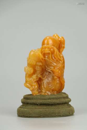 Old Collection.   Tianhuang Stone Statue of God of Longevity