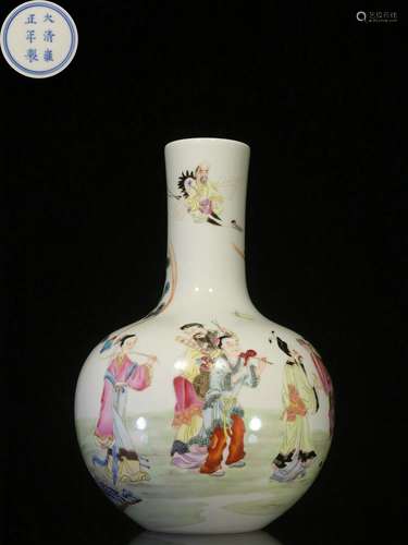 Overseas Backflow.Chinese Famille Rose Globular Vase