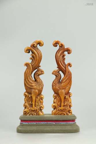 A Pair of Tianhuang Stone Ornaments