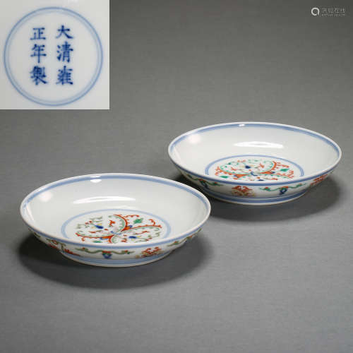 QING DYNASTY, A PAIR OF CHINESE YONGZHENG DOUCAI PORCELAIN P...