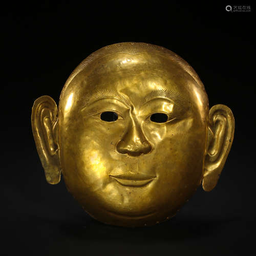 PURE GOLD MASK DURING THE LIAO  OR JIN DYNASTY OF CHINA
