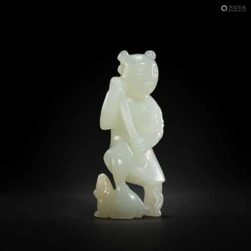 QING DYNASTY, CHINESE HETIAN JADE CARVED BOY
