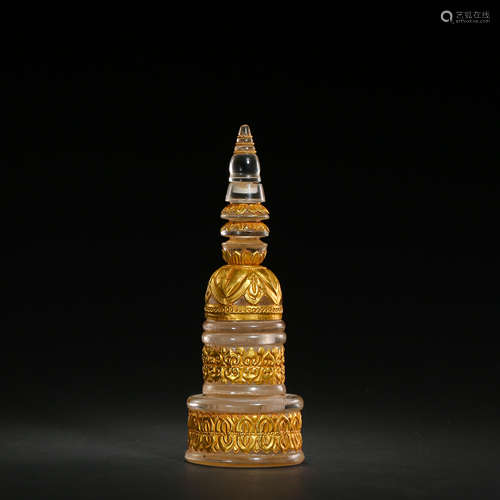 CRYSTAL PAGODA COVERD BY PURE GOLD DURING THE LIAO OR JIN DY...