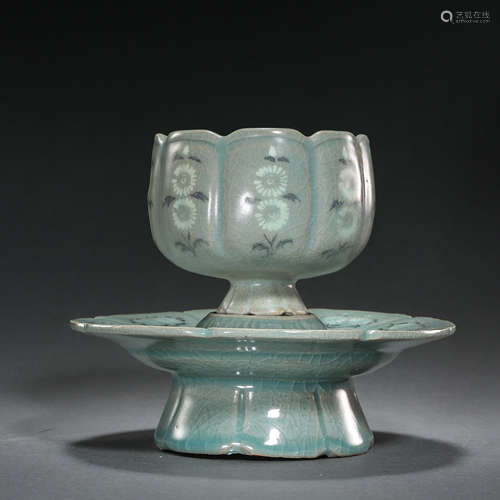 OLD KOREAN CELADON CUP AND SAUCER