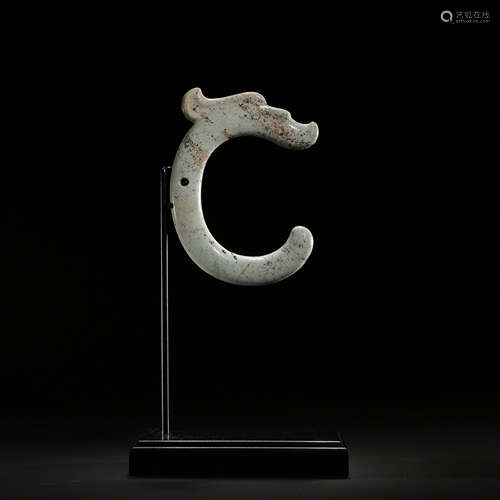 CHINA HONGSHAN CULTURE HONGSHAN WHITE JADE C-SHAPED DRAGON