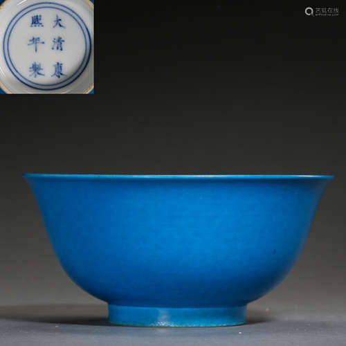 KANGXI BLUE GLAZED BOWL IN QING DYNASTY, CHINA