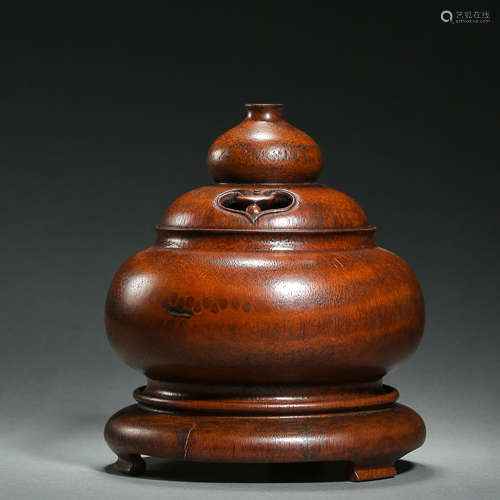 CHINESE QING DYNASTY WOOD CARVING INCENSE BURNER