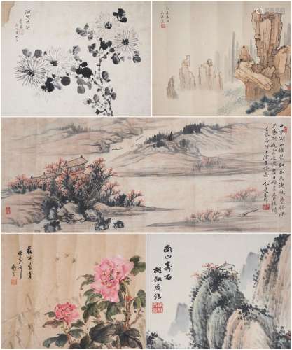 Various Artists A group of five Landscapes and Flowers