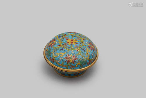 A cloisonne 'scrolling lotus' incense box Qianlong four-char...