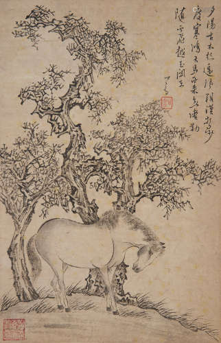 Pu Ru (1896-1963) Horse under a Tree