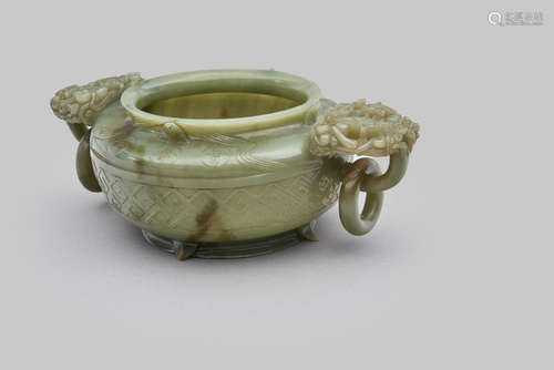 An archaic-style spinach-jade censer 19th century