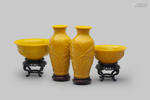 A group of four peking glass vessels Late Qing to Republic p...