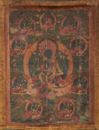 A thangka of Green Tara Tibet, 18th century