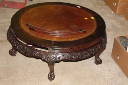 An early 20th century Chinese rosewood and burr veneer circu...