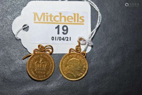 A pair of 22ct gold and gold coloured metal earrings,