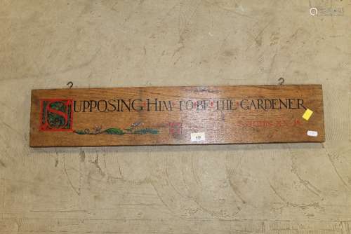 A painted oak ecclesiastical rectangular sign inscribed 