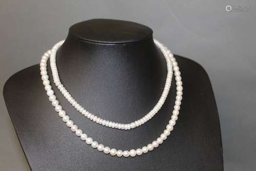 Two freshwater pearl necklaces,