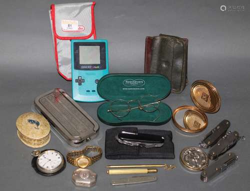 A quantity of mixed items including Victorian keyless lever ...