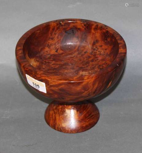 A Burr wood pedestal bowl,