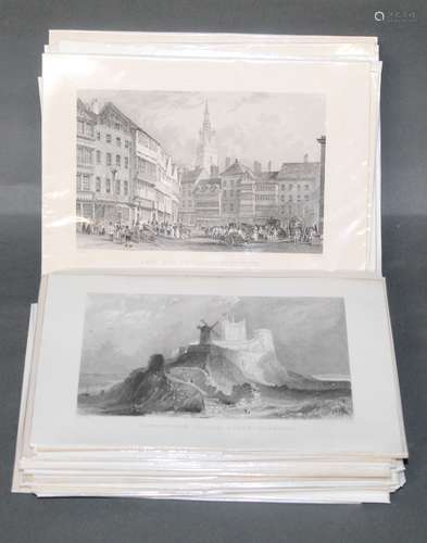 A group of 45 steel plate engravings of Northumberland, circ...