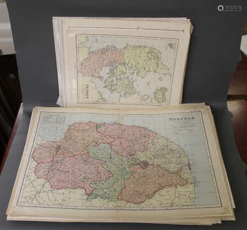 A group of 59 maps of UK Counties and the World all circa 18...