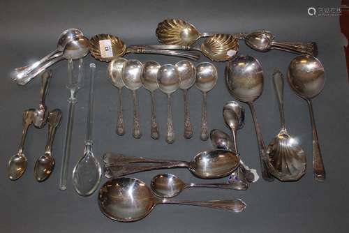 A pair of Victorian silver spoons or salad servers with scal...