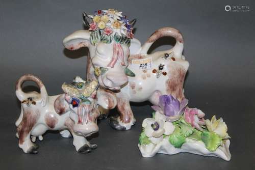 Two ceramic Keramik Wien pottery figures of cows,