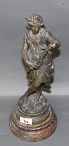 After A. Moreau, a cast spelter figurine of a musician, on c...